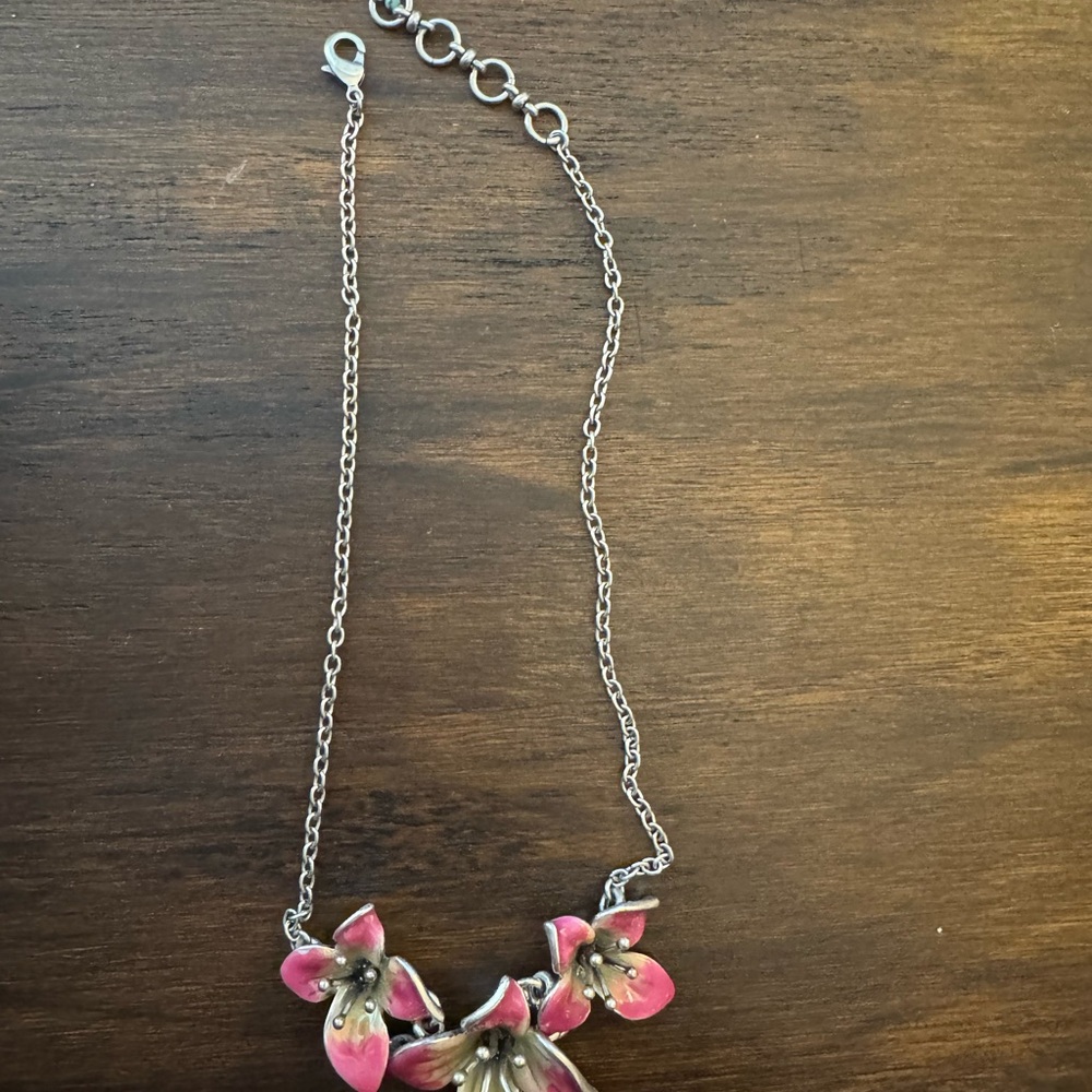 Lucky Brand Floral Pink and Silver Necklace